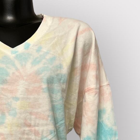Spirit Jersey NEW Unisex XS/S/M Oversized Tie-Dye Top Long Sleeve Drop Shoulder - Picture 2 of 9